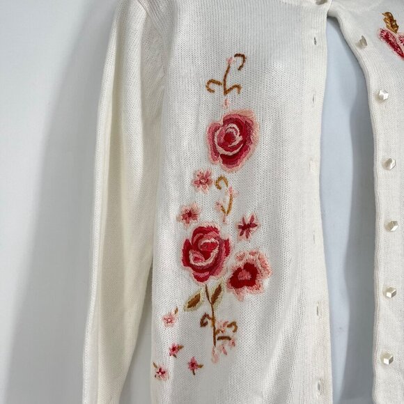 Heirloom Collectible Floral Embroidered Cardigan Long Sleeve Button-Up S‎ - Picture 4 of 8